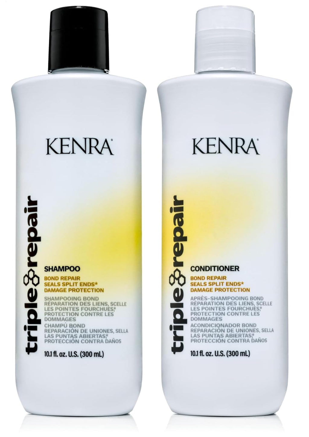 Kenra Triple Repair Shampoo & Conditioner Set – Bond Repair, Split Ends, Sulfate-Free | 10.1 fl oz