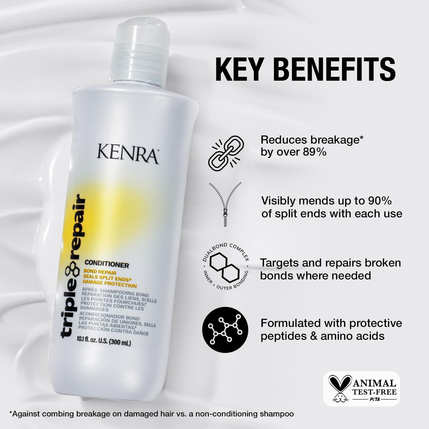 Kenra Triple Repair Shampoo & Conditioner Set — Bond Builder for Damaged Hair, 33.8 oz
