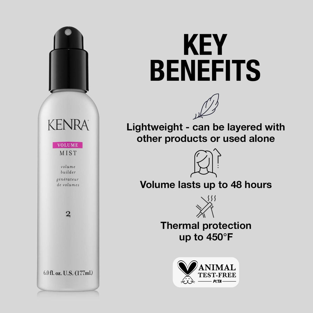 Kenra Volume Mist 2 – Buildable Volume Spray with Flexible Hold & Thermal Protection | 2-Pack, 6 oz