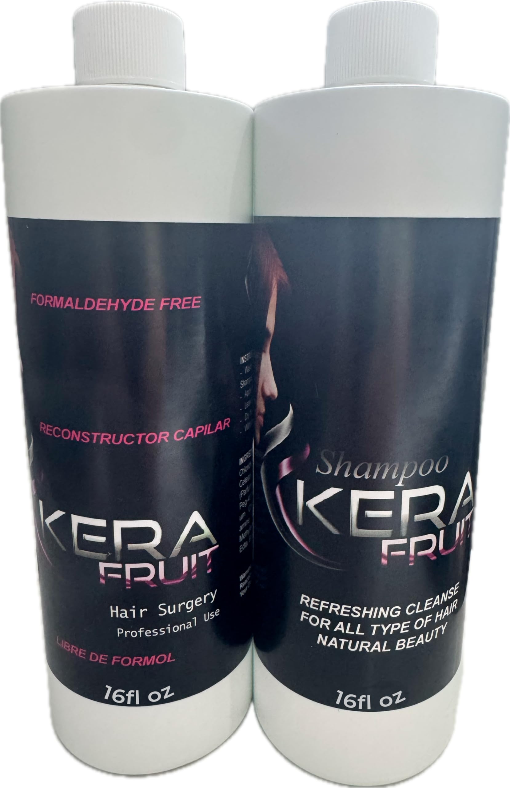 KERA FRUIT Hair Surgery — Formaldehyde-Free Keratin Treatment, Anti-Frizz Deep Hydration, 16oz with Shampoo