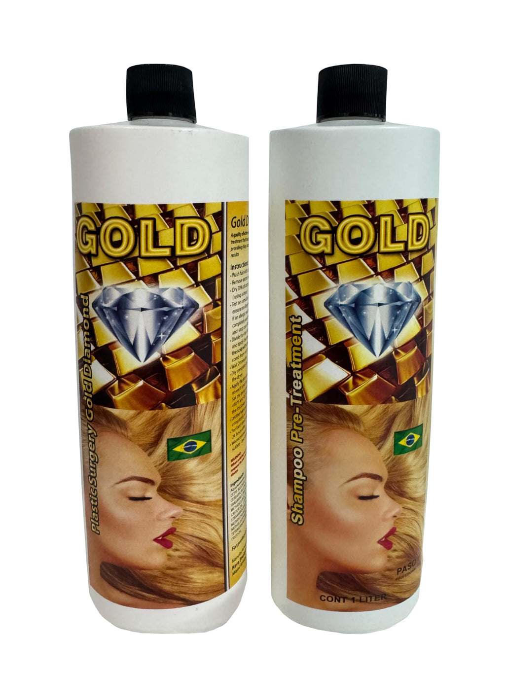 Kera Fruit Gold Diamond Hair Surgery Treatment + Shampoo (32 oz) – Brazilian Smoothing & Hydration