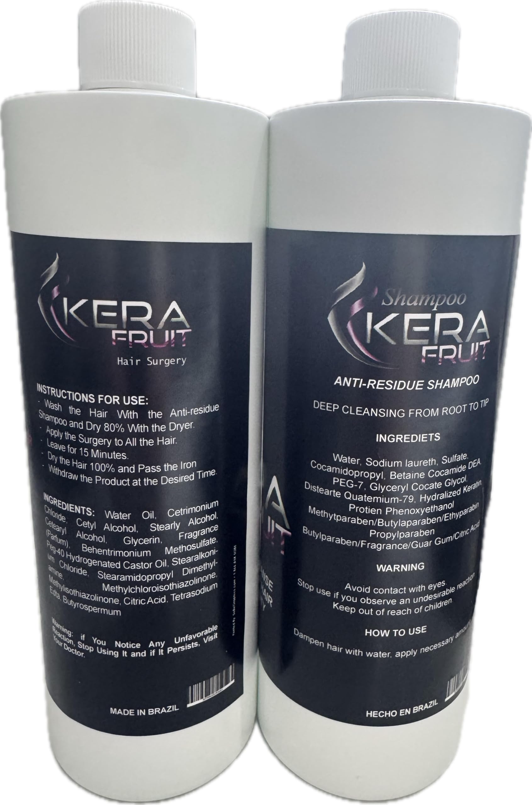 KERA FRUIT Hair Surgery — Formaldehyde-Free Keratin Treatment, Anti-Frizz Deep Hydration, 16oz with Shampoo