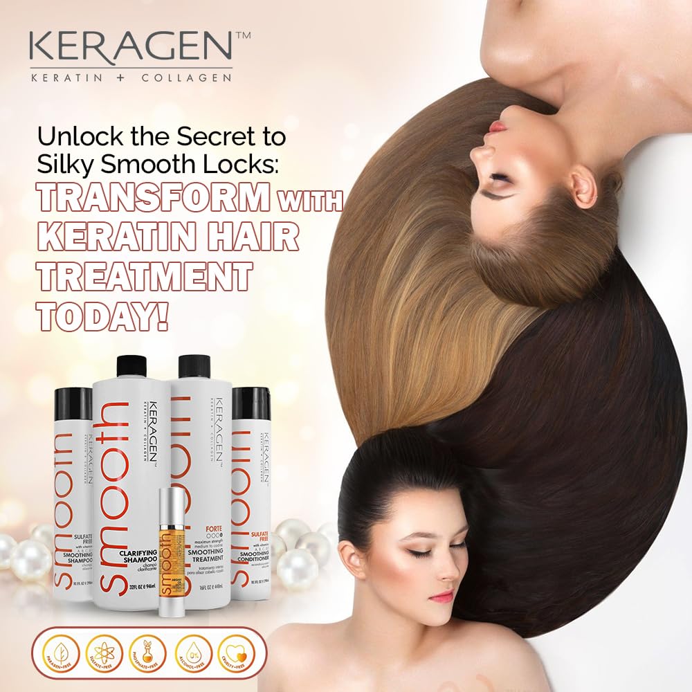 Keragen Brazilian Keratin Treatment Kit – Premium Sulfate-Free Anti-Frizz for Dry & Damaged Hair