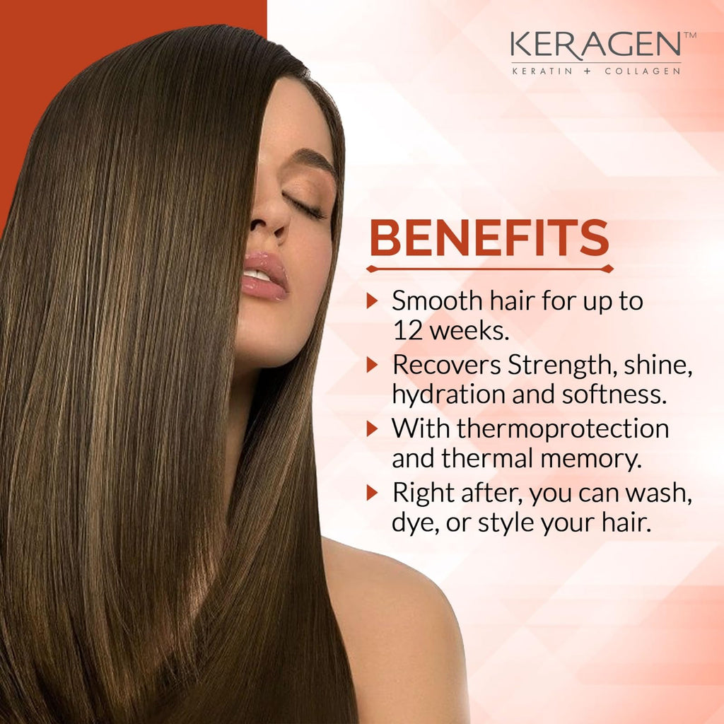 KERAGEN Brazilian Smoothing Keratin Treatment | Sulfate-Free Blowout System for Dry, Damaged Hair | 32 oz