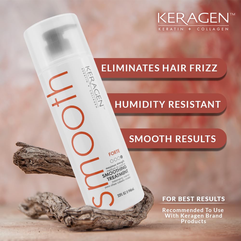 KERAGEN Brazilian Smoothing Keratin Treatment | Sulfate-Free Blowout System for Dry, Damaged Hair | 32 oz