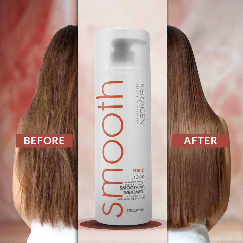KERAGEN Brazilian Smoothing Keratin Treatment | Sulfate-Free Blowout System for Dry, Damaged Hair | 32 oz