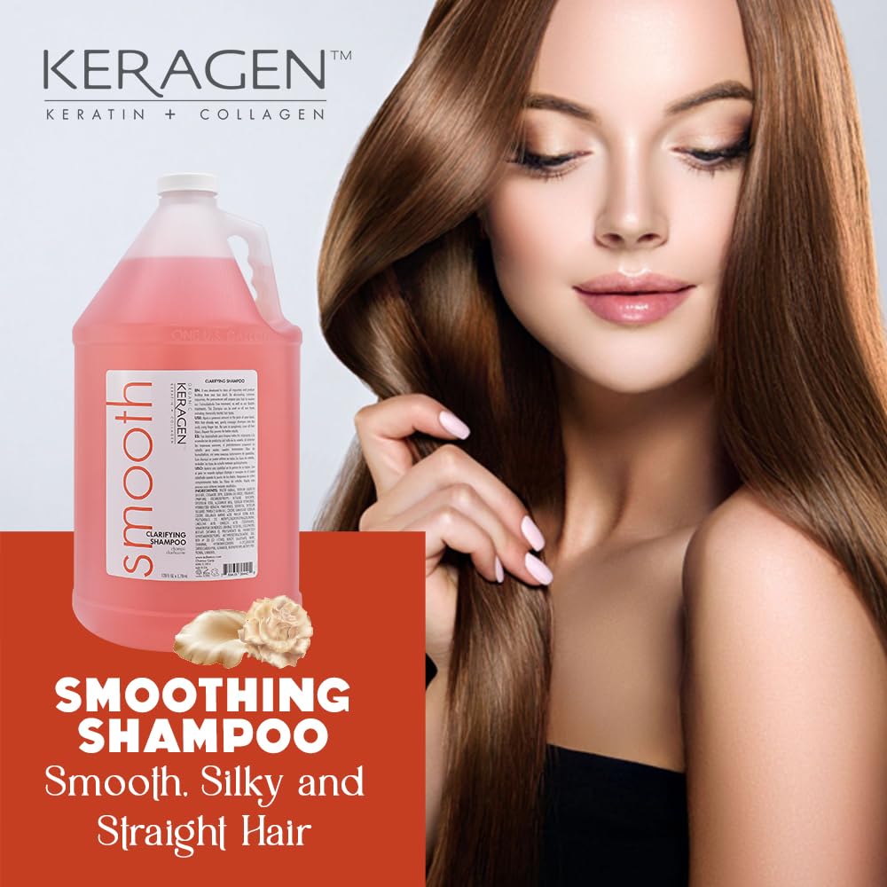 KERAGEN Clarifying Shampoo with Keratin and Collagen – All Hair Types, Sulfate Free, 128 Oz