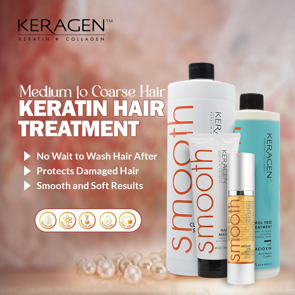 Keragen Brazilian Keratin Smoothing Treatment – Formaldehyde-Free Home Blowout Kit (16 oz) | Organic Keratin & Collagen