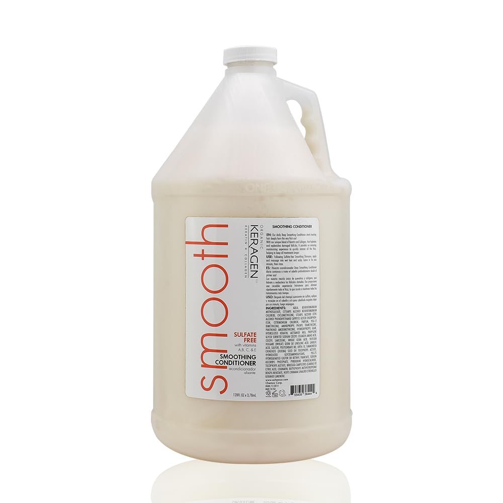 KERAGEN Smoothing Conditioner with Keratin & Collagen – Sulfate Free, All Hair Types, 128 oz