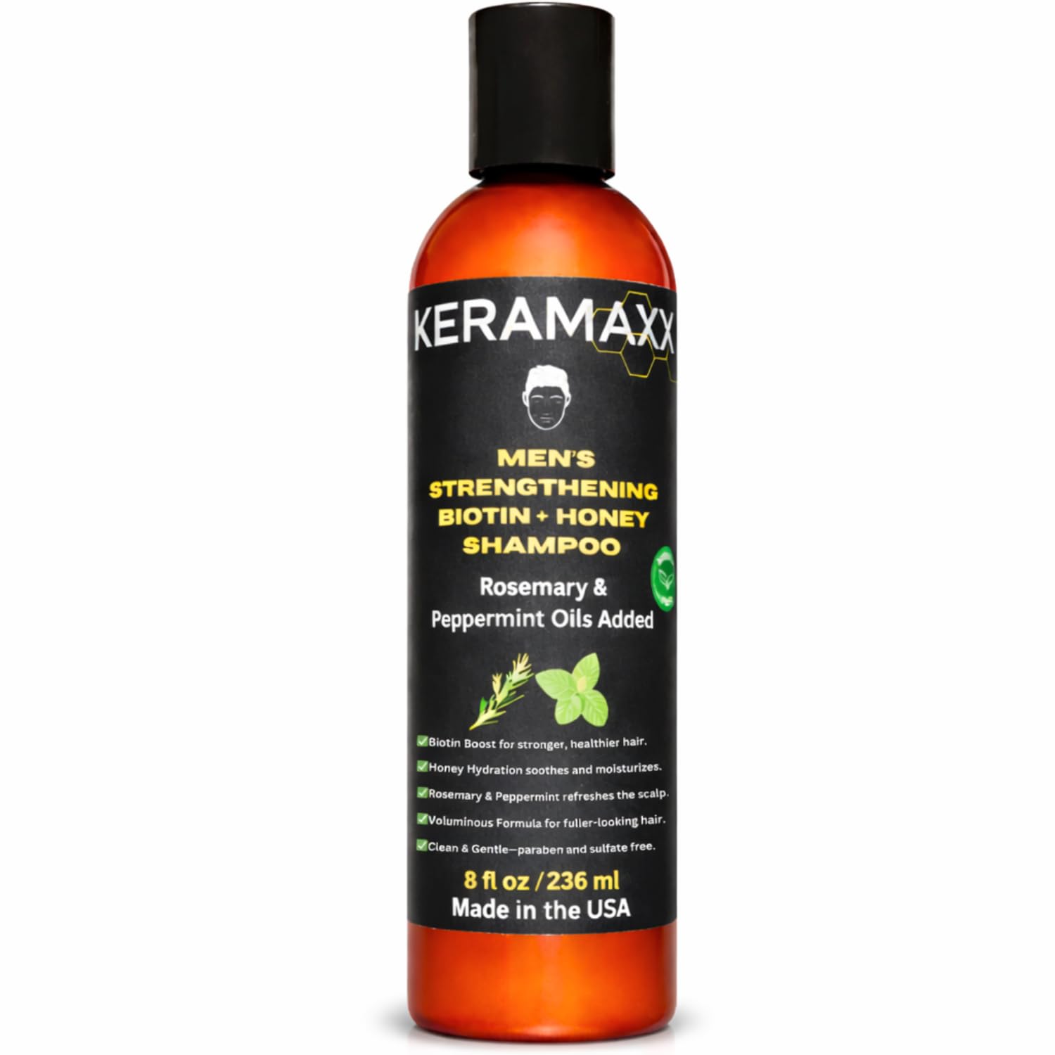 KERAMAXX Biotin + Honey Thickening Shampoo for Men – Sulfate & Paraben Free