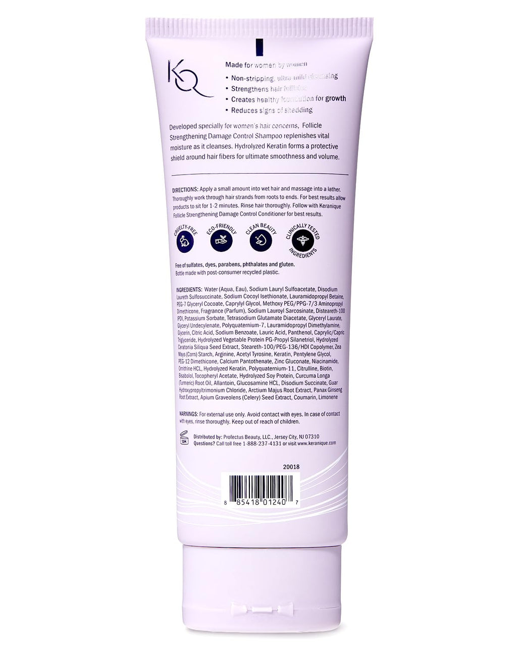 Keranique Shampoo for Dry, Damaged Hair – Keratin-Infused, Sulfate-Free Deep Repair