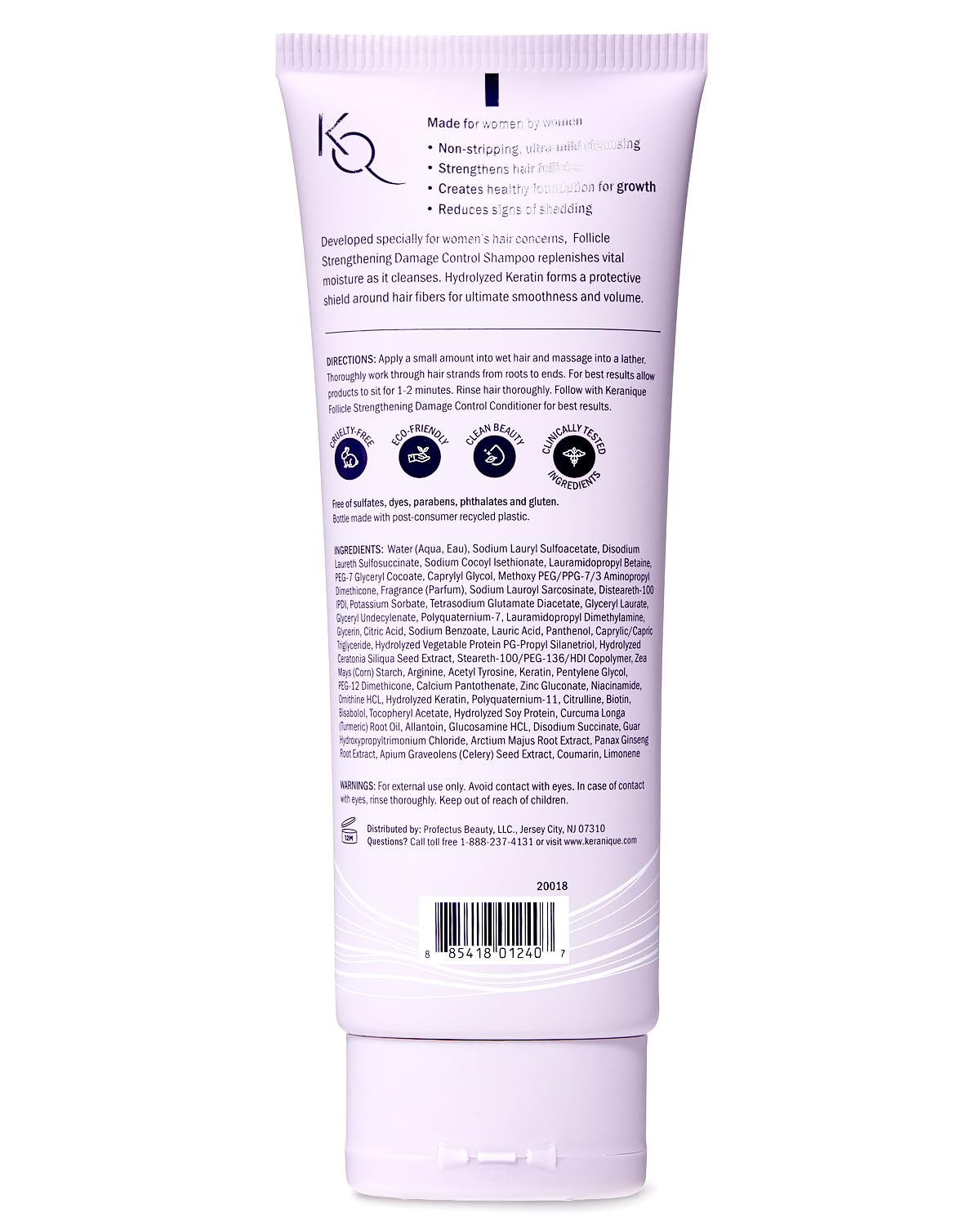 Keranique Shampoo for Dry, Damaged Hair – Keratin-Infused, Sulfate-Free Deep Repair