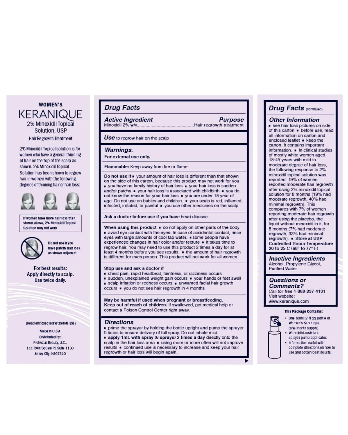 Keranique Hair Growth Set for Women — 2% Minoxidil, Deep Hydration Shampoo & Conditioner, Lift & Repair Spray