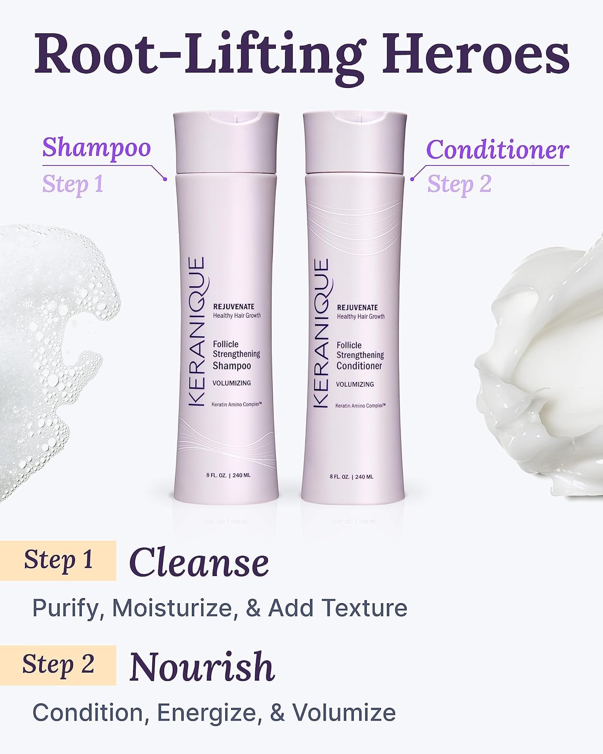 Keranique Volumizing Shampoo & Conditioner for Fine, Thinning Hair