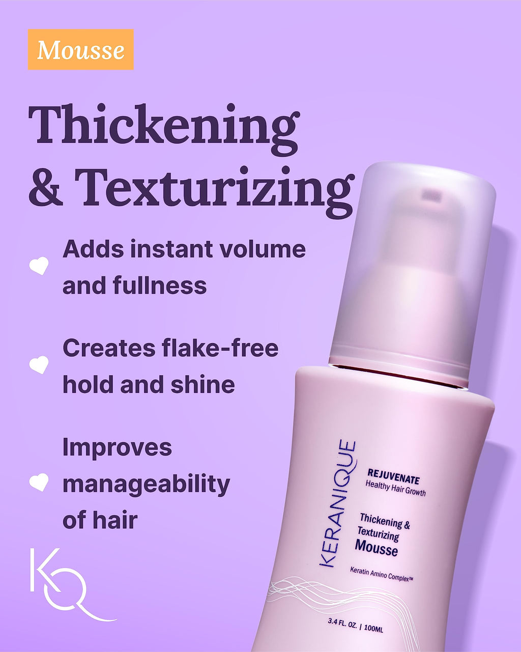 Keranique Volume Boost & Style Travel Kit – Anti-Frizz & Heat Protection for Thinning Hair