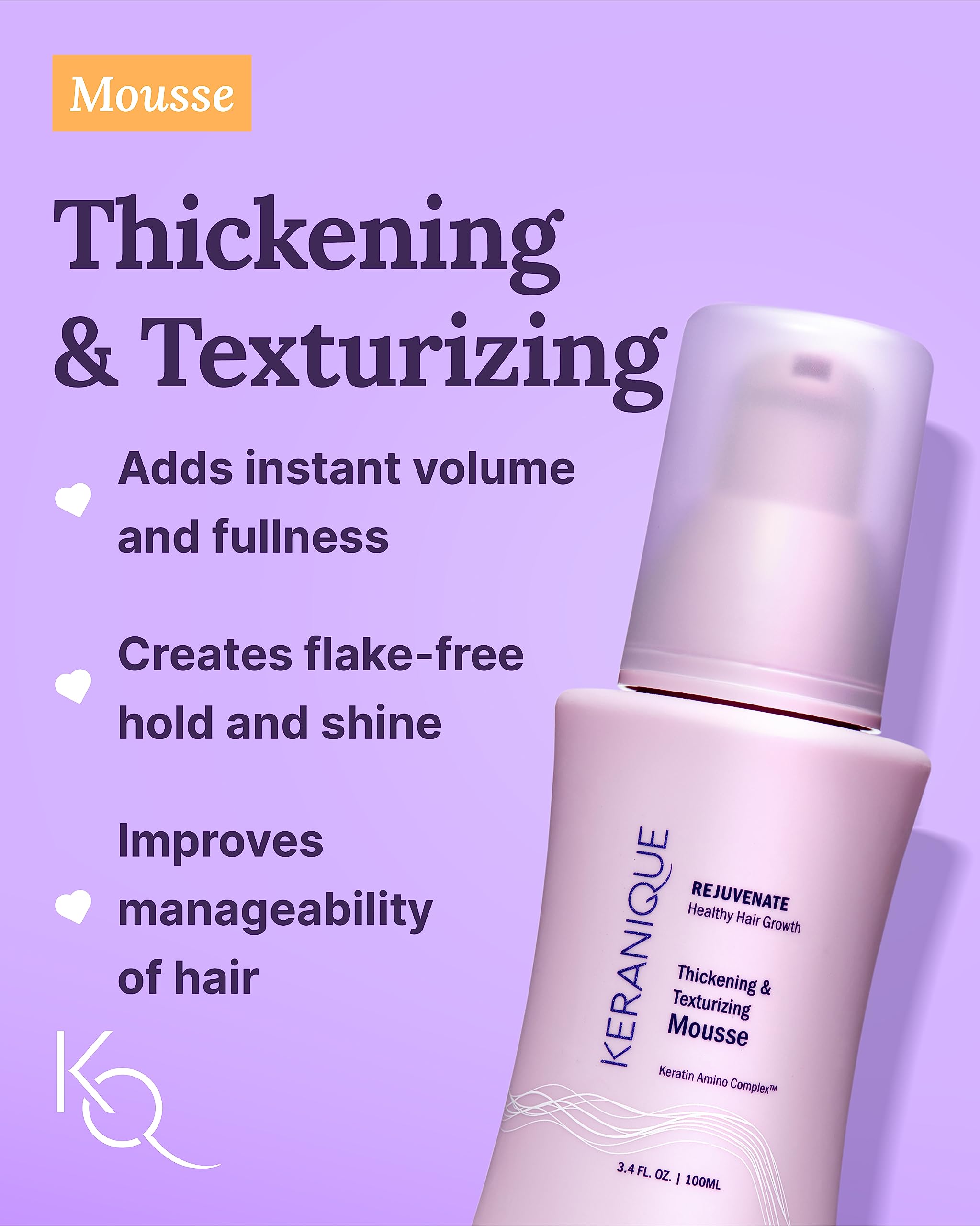 Keranique Volume Boost & Style Travel Kit – Anti-Frizz & Heat Protection for Thinning Hair