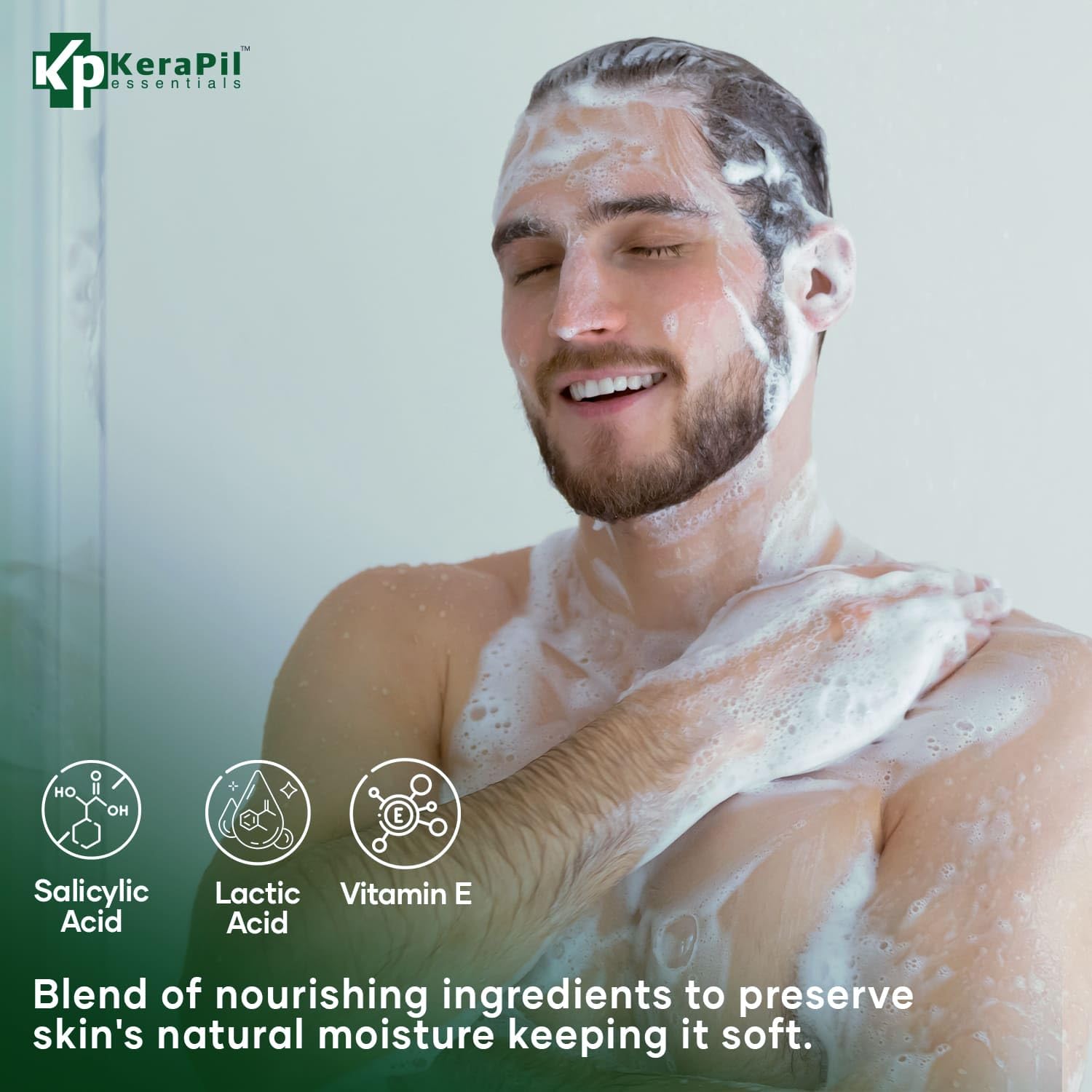 KERAPIL Bacterinyl Tea Tree Oil Body Wash | Antibacterial & Antifungal Support for Ringworm, Odor, Athlete’s Foot & Acne | Made in USA (16 oz x 2)