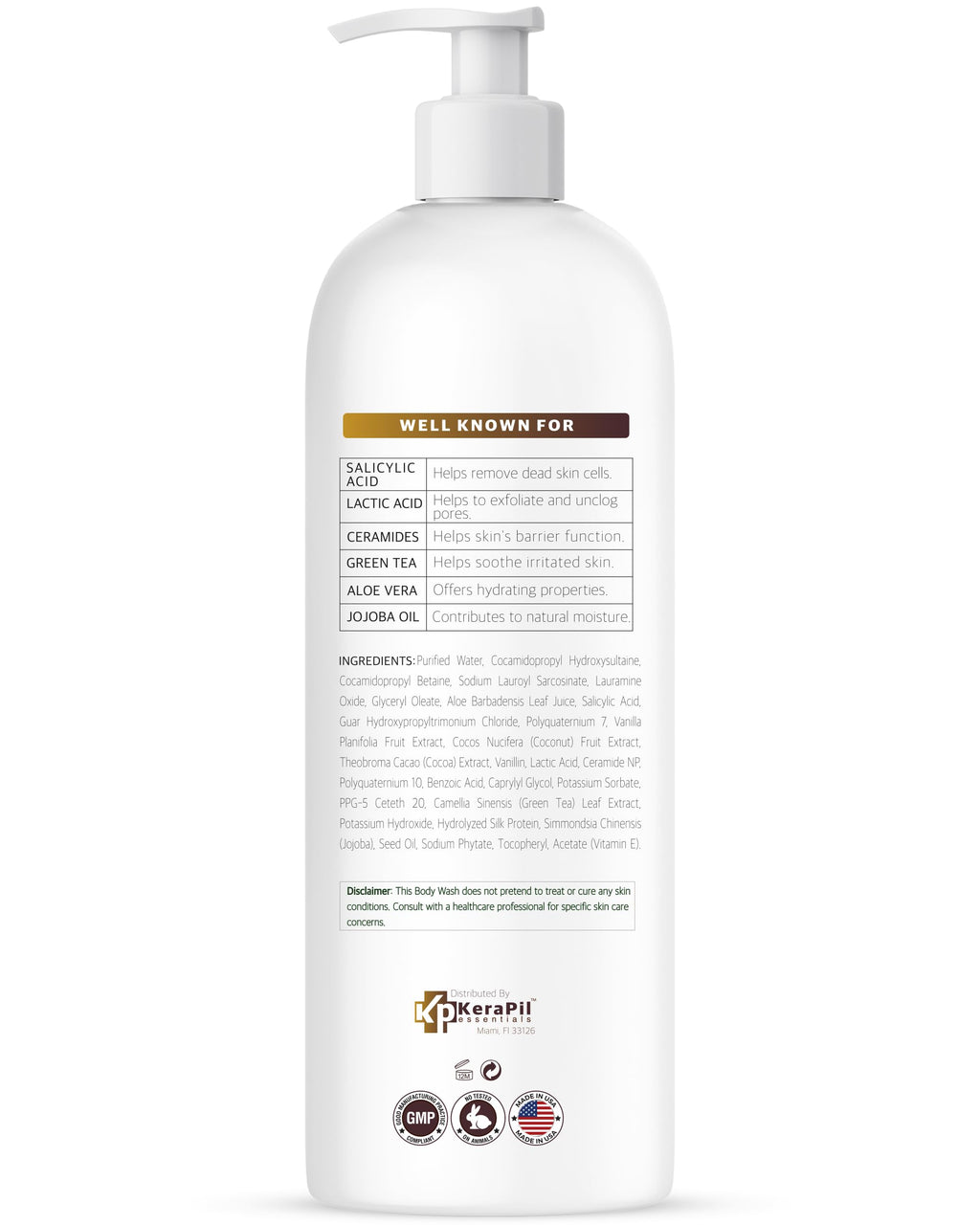 KERAPIL Exfoliating Body Wash with Salicylic Acid – Gentle, Dual-Action Exfoliation