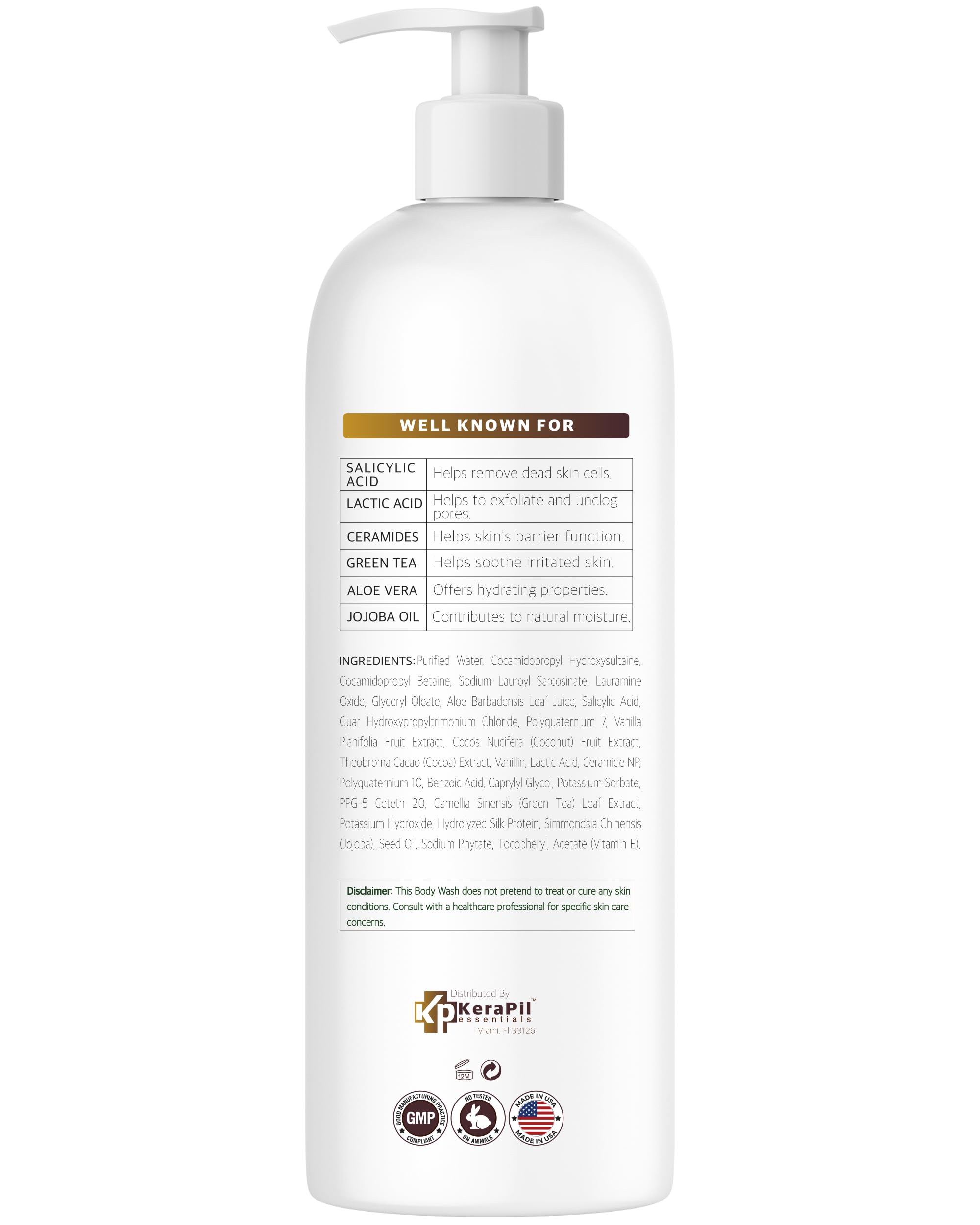 KERAPIL Exfoliating Body Wash with Salicylic Acid – Gentle, Dual-Action Exfoliation
