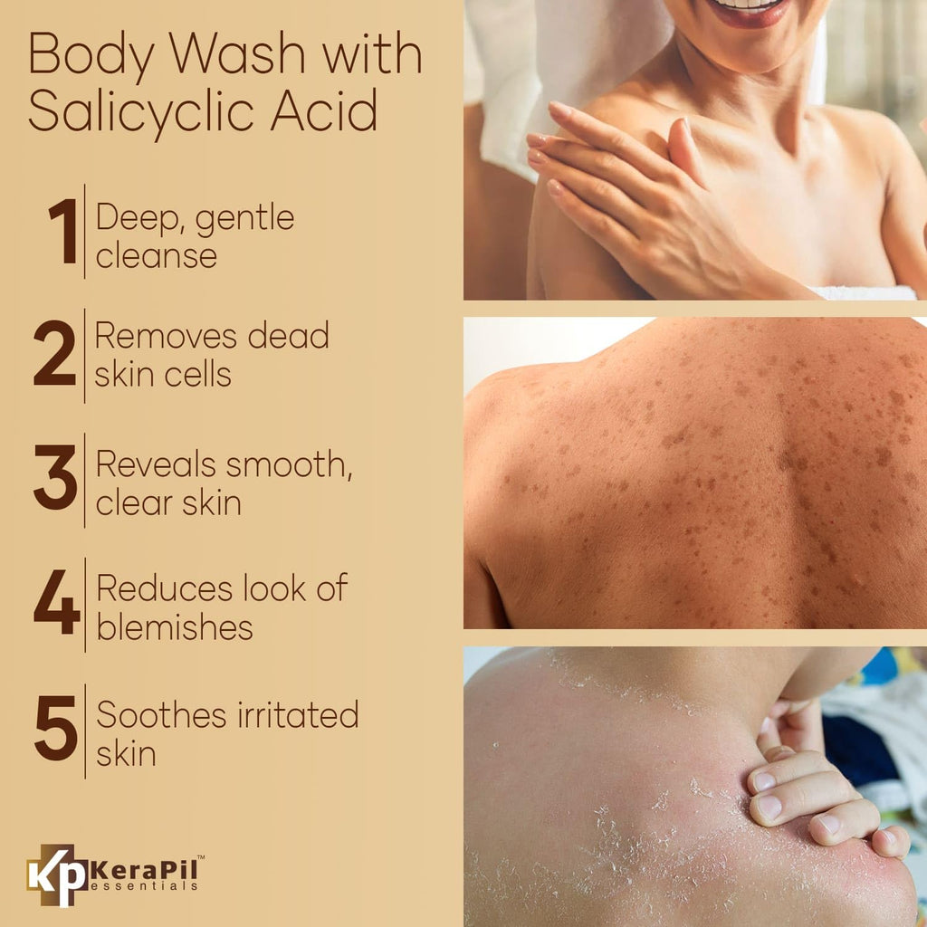 KERAPIL Exfoliating Body Wash with Salicylic Acid – Gentle, Dual-Action Exfoliation