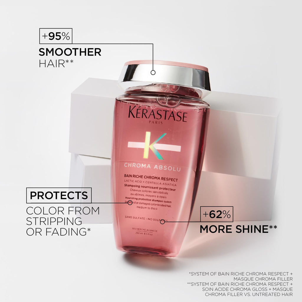 Kérastase Chroma Absolu Chroma Respect Shampoo Riche — For Sensitized or Damaged Color-Treated Hair, Lactic Acid, 16.9 Fl Oz