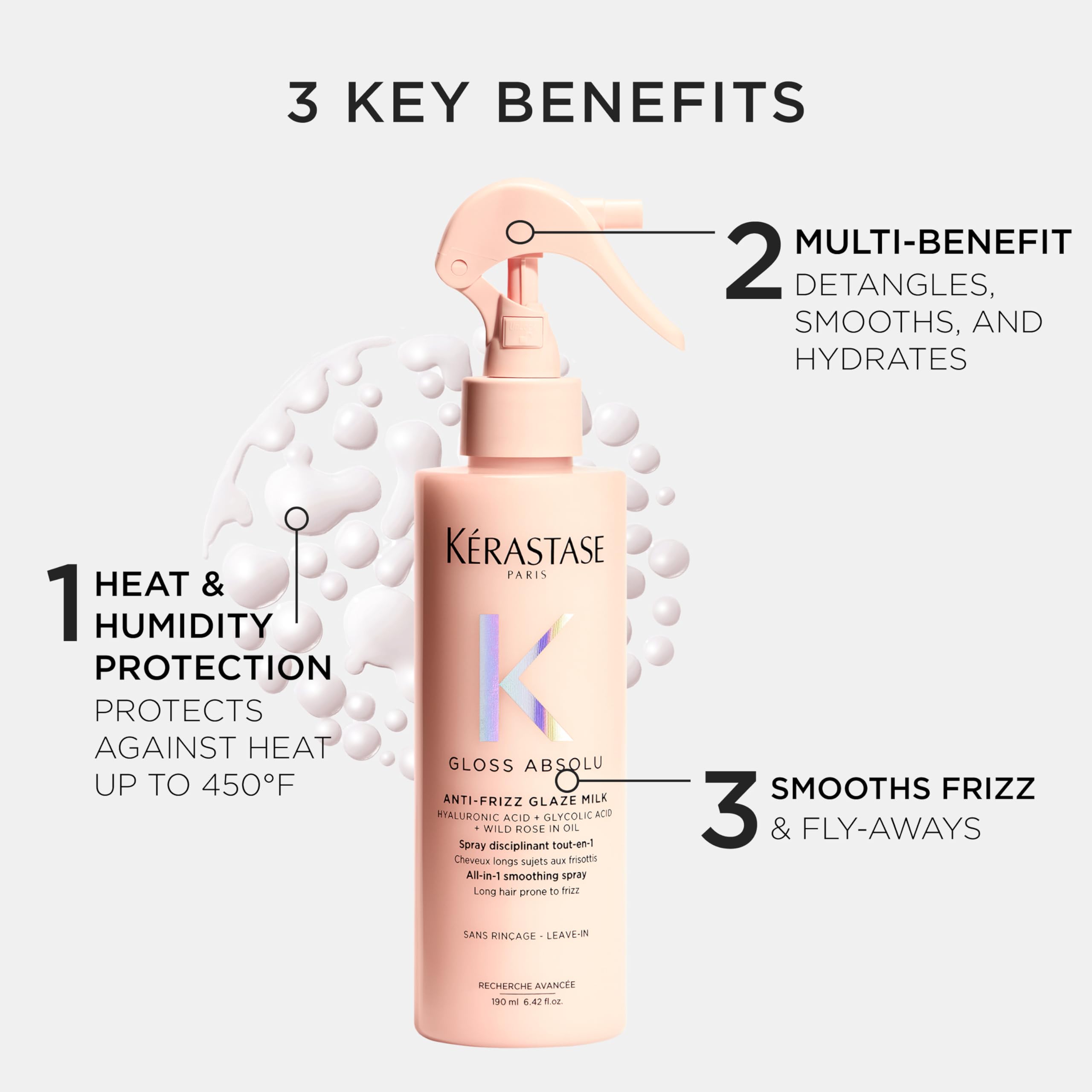 Kerastase Gloss Absolu Anti-Frizz Glaze Milk – Detangles, Hydrates & Smooths Long Hair (1.52 oz)