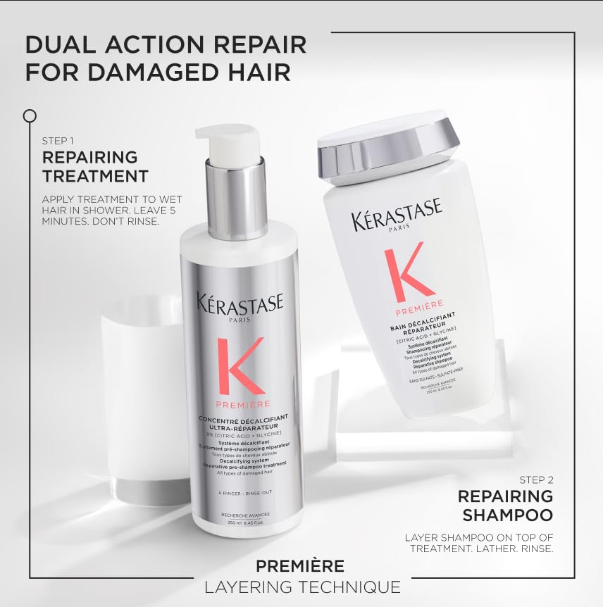 KÉRASTASE Premiere Strengthening Pre-Shampoo, Shampoo & Mask Set for Damaged Hair | Remove Buildup & Decalcify with Citric Acid