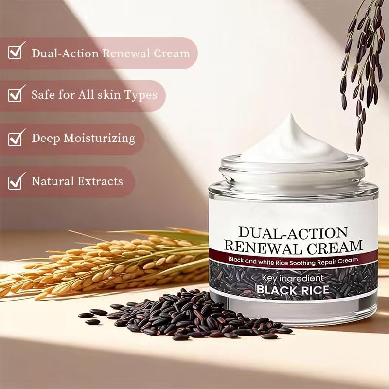 Keratin Erase Dual-Action Renewal Cream – Black & White Rice Hydrating Body Serum (2-Pack)