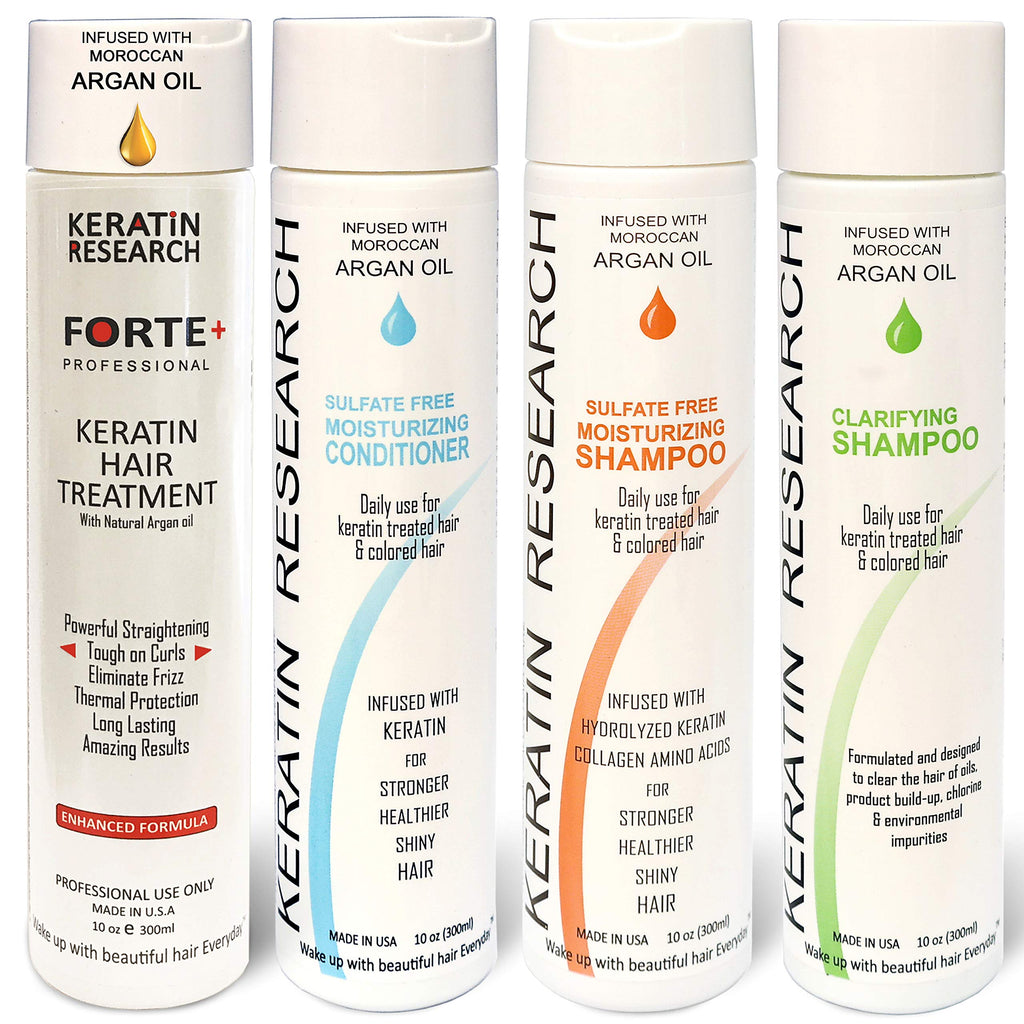 Keratin Research Forte Complex Brazilian Keratin Blowout Kit — 4x300ml, Sulfate Free