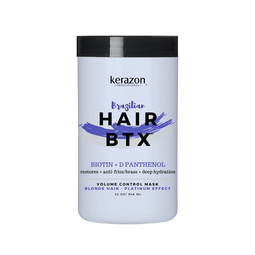 KERAZON Blonde Brazilian Hair BTX Treatment Purple Mask – Platinum Silver Shine, Anti-Brass (Salon Size)