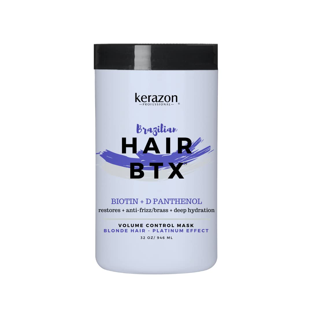 KERAZON Blonde Brazilian Hair BTX Treatment Purple Mask – Platinum Silver Shine, Anti-Brass (Salon Size)