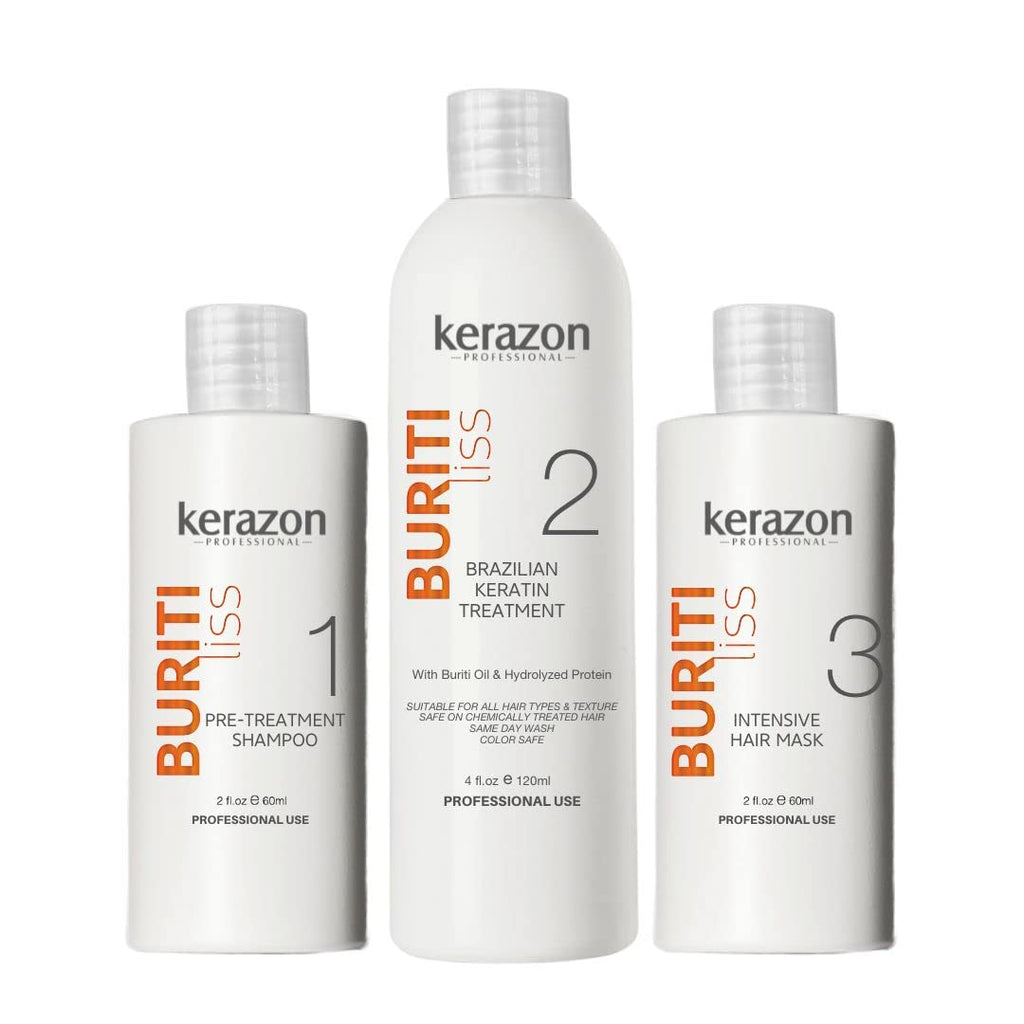 Kerazon Professional Clarifying Shampoo + Brazilian Keratin Treatment Kit (120 ml / 4 fl oz)