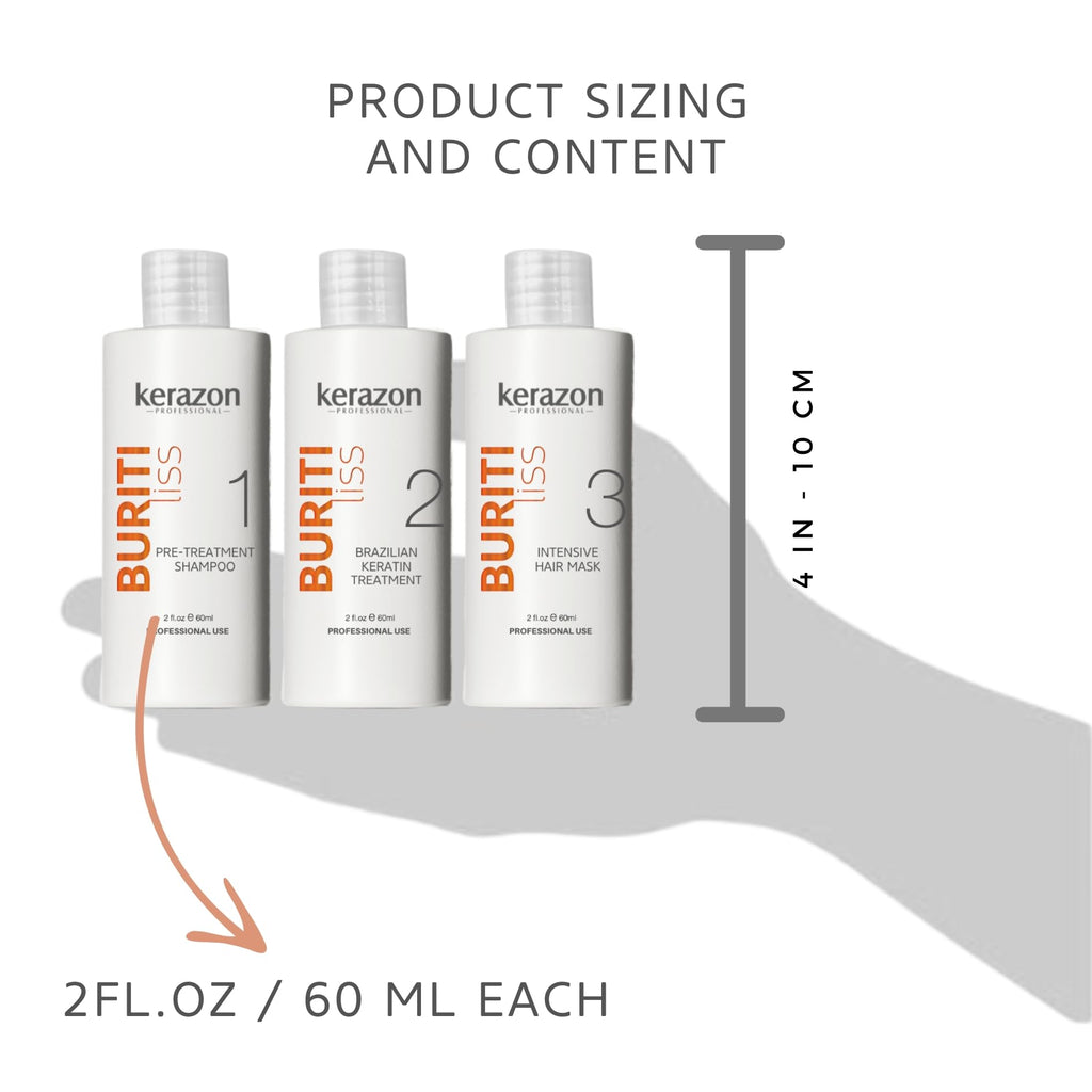 KERAZON Buriti Liss Kit – Brazilian Keratin Treatment for All Hair Types | 2oz/60ml