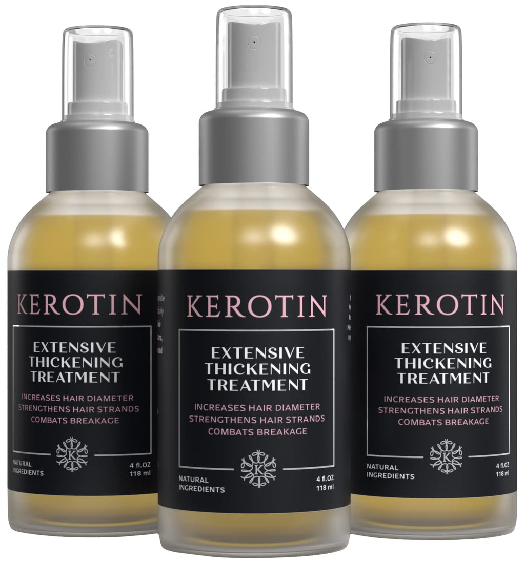 Kerotin Hair Thickening Spray with Keratin – 3 Pack for Fine & Thin Hair, Heat Protectant & Volume