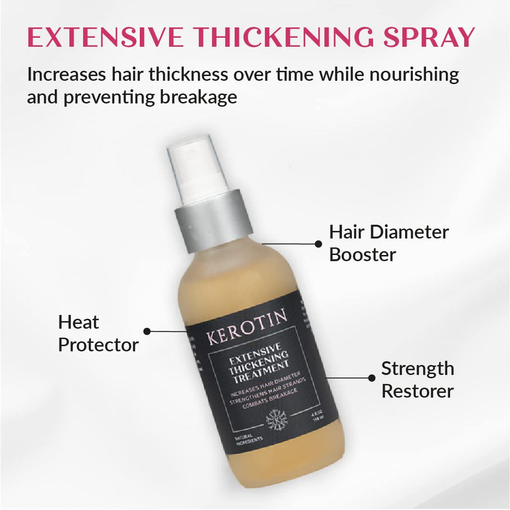 Kerotin Hair Thickening Spray with Keratin – 3 Pack for Fine & Thin Hair, Heat Protectant & Volume