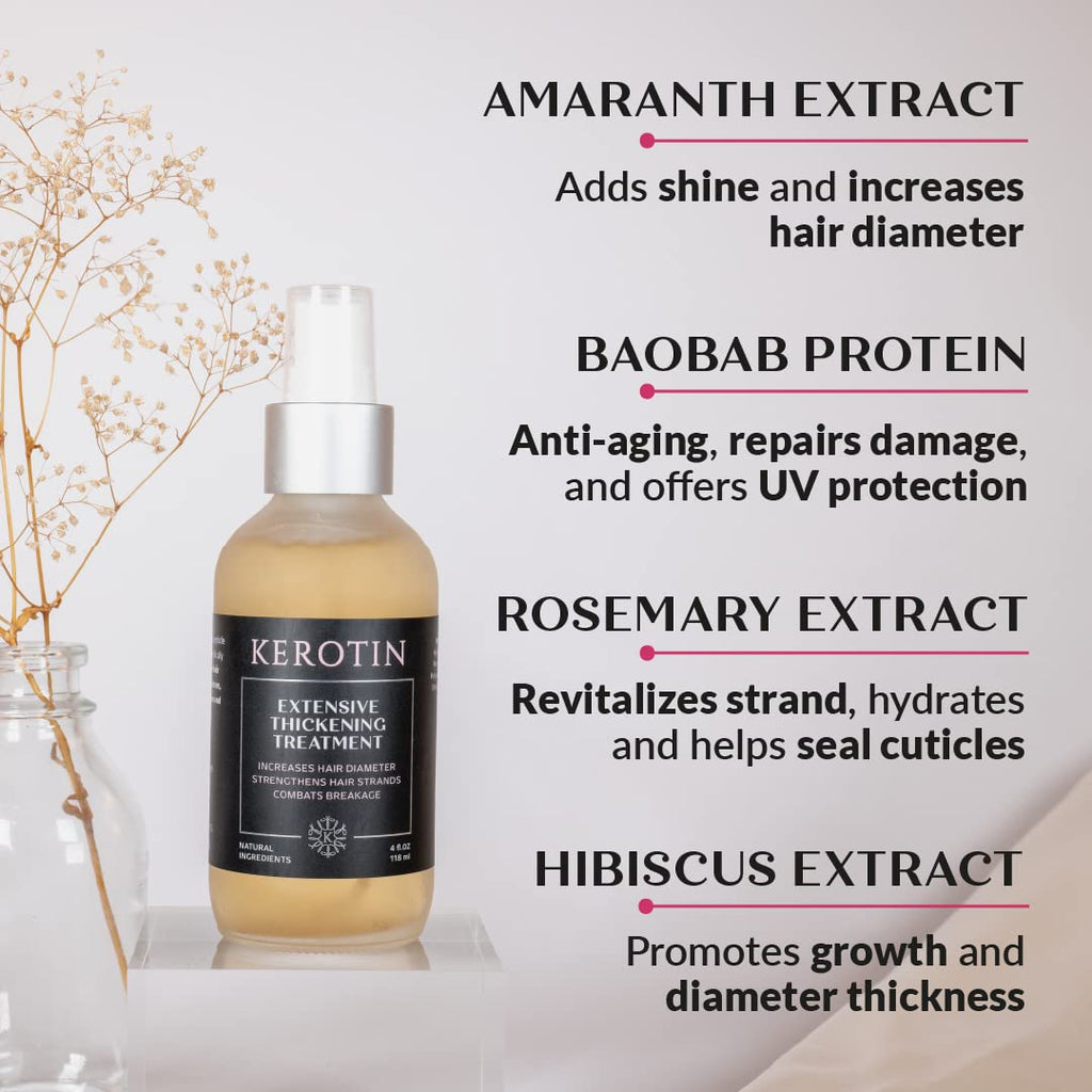 Kerotin Hair Thickening Spray with Keratin – 3 Pack for Fine & Thin Hair, Heat Protectant & Volume