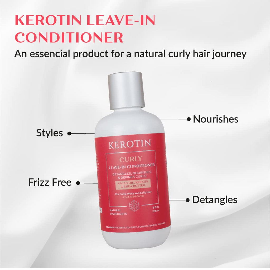 Kerotin Leave-in Conditioner for Curl & Wavy Hair | Detangler, Moisturizing & Anti-Frizz with Argan Oil