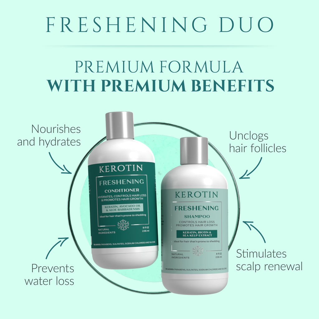 Kerotin Hair Growth Shampoo & Conditioner Set | Rosemary, Biotin & Keratin | Made in USA