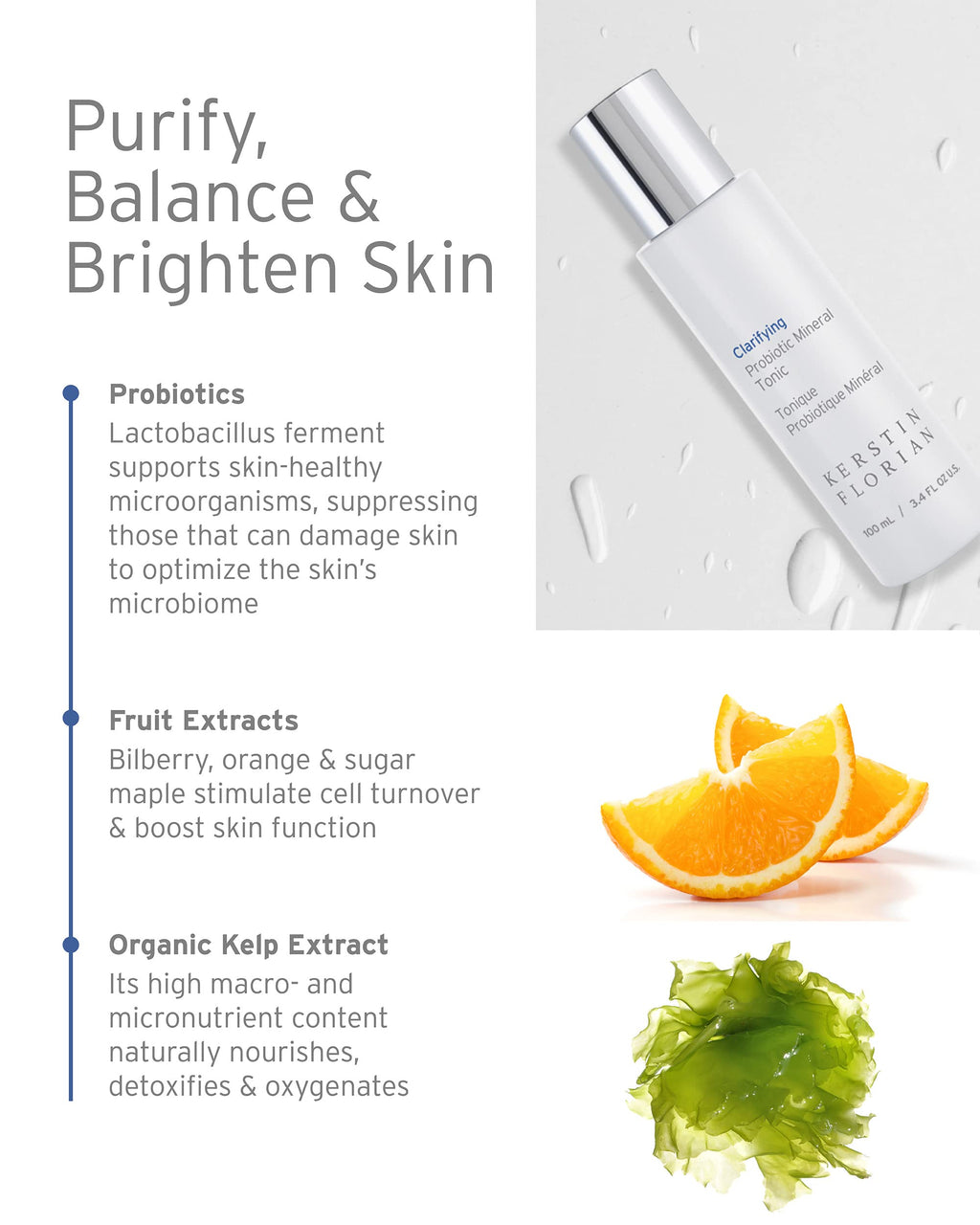 Kerstin Florian Clarifying Probiotic Mineral Tonic – Detoxifying Toner for Oily Skin & Clear Pores