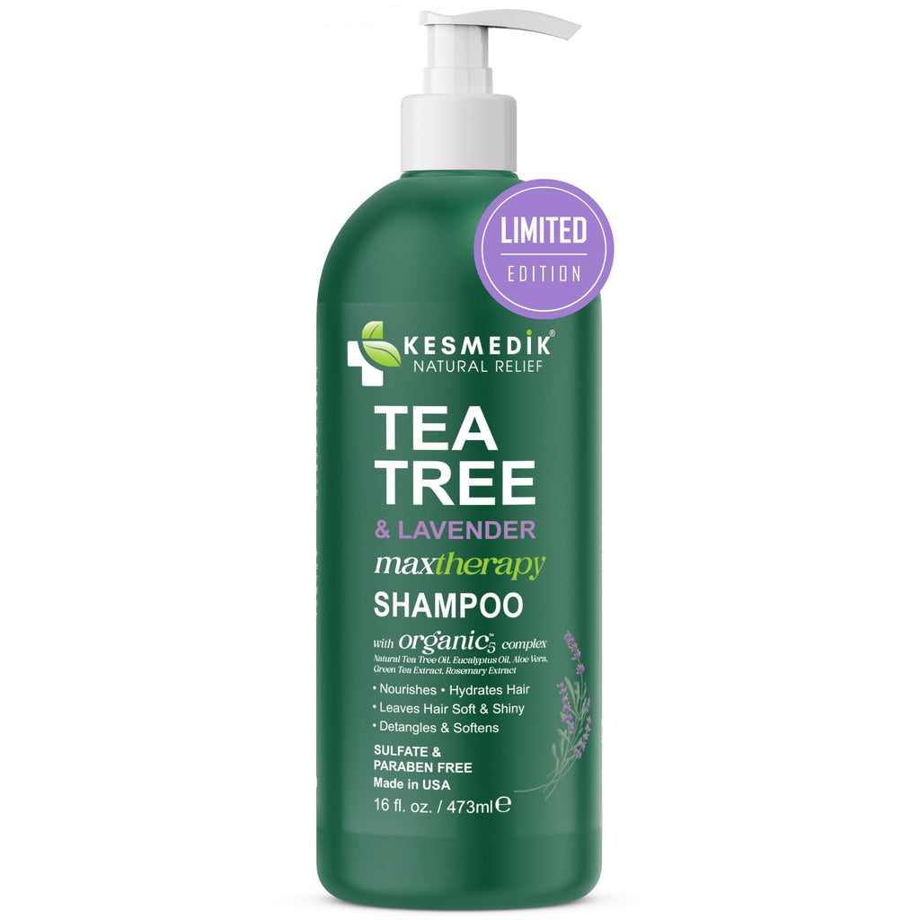 KESMEDIK Tea Tree Lavender Shampoo with Mint & Rosemary – Deep Cleanse, Soothes Dry Scalp, Sulfate & Paraben Free