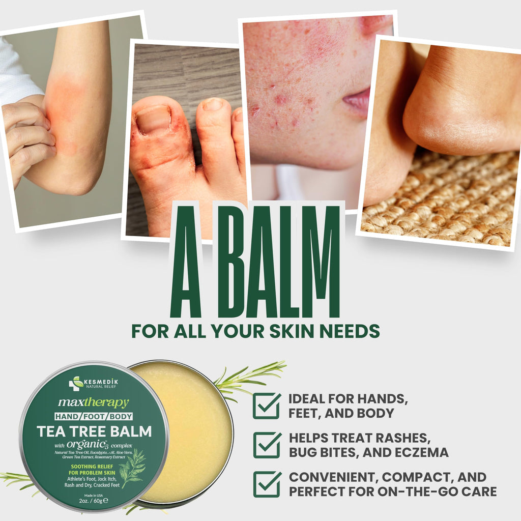 KESMEDIK Tea Tree Oil Balm for Skin – Soothes Itching & Rashes (2-Pack)