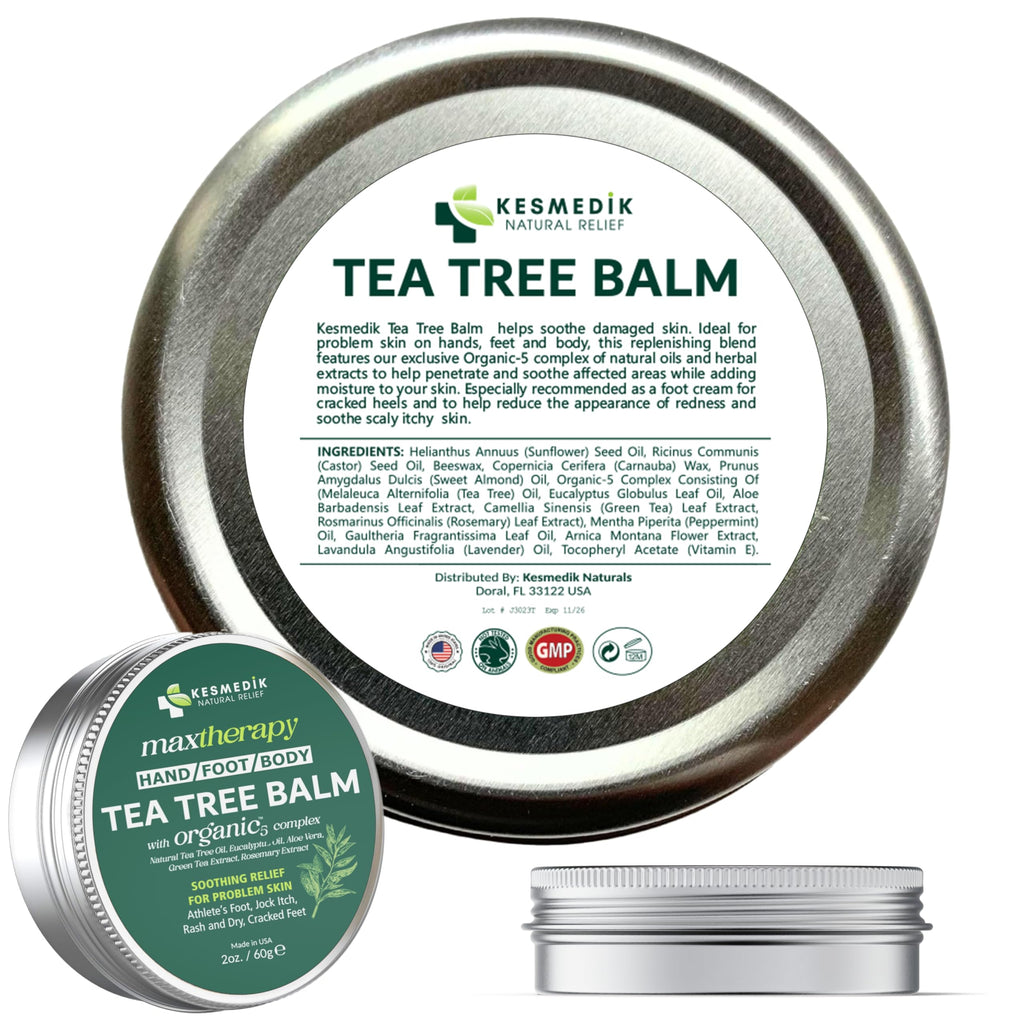 KESMEDIK Tea Tree Oil Balm for Skin – Soothes Itching & Rashes (2-Pack)