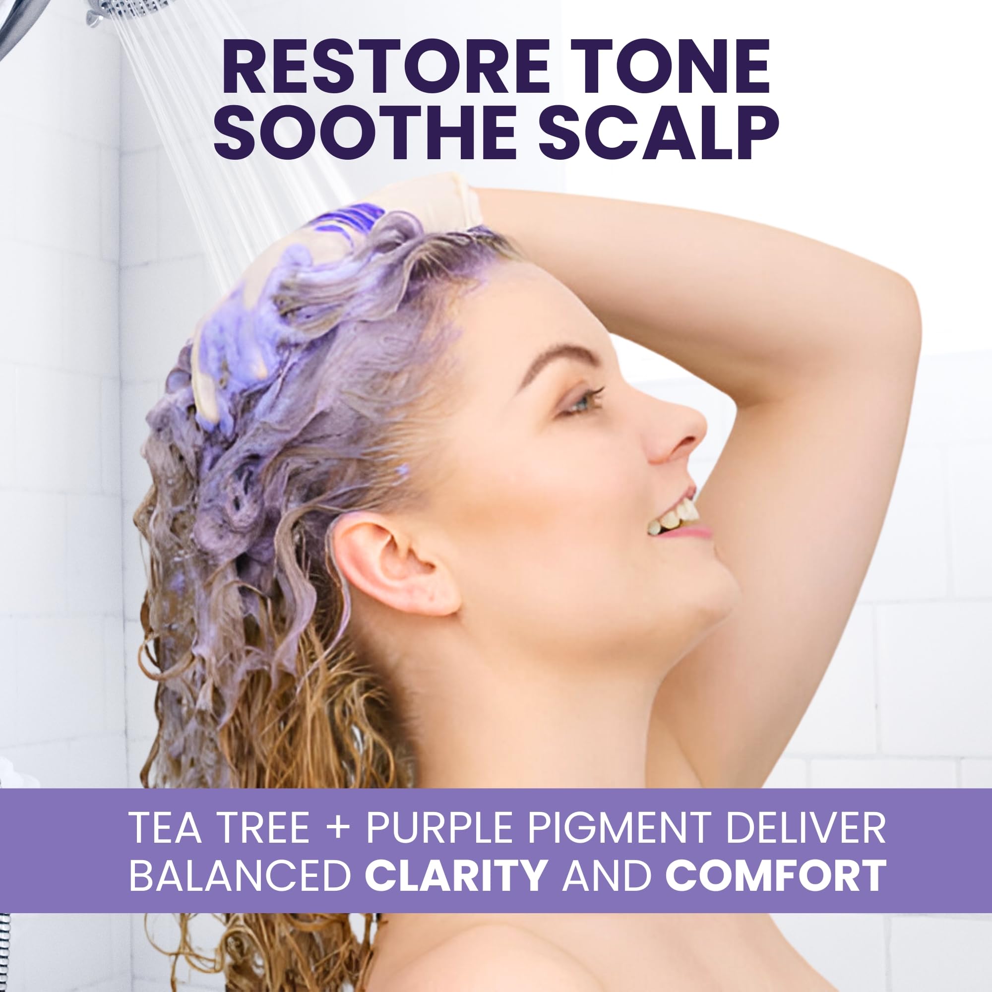 KESMEDIK Tea Tree Purple Shampoo & Conditioner Set – Anti-Brass Toner for Gray, Bleached, White & Blonde Hair | Sulfate-Free