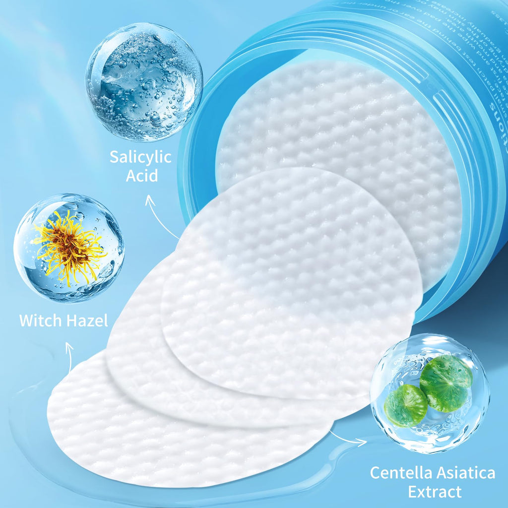 Kestper Salicylic Acid Exfoliating Facial Pads for Blemish-Prone Skin | Pore Cleansing & Oil Control | Witch Hazel Toner Pads | 70 Count