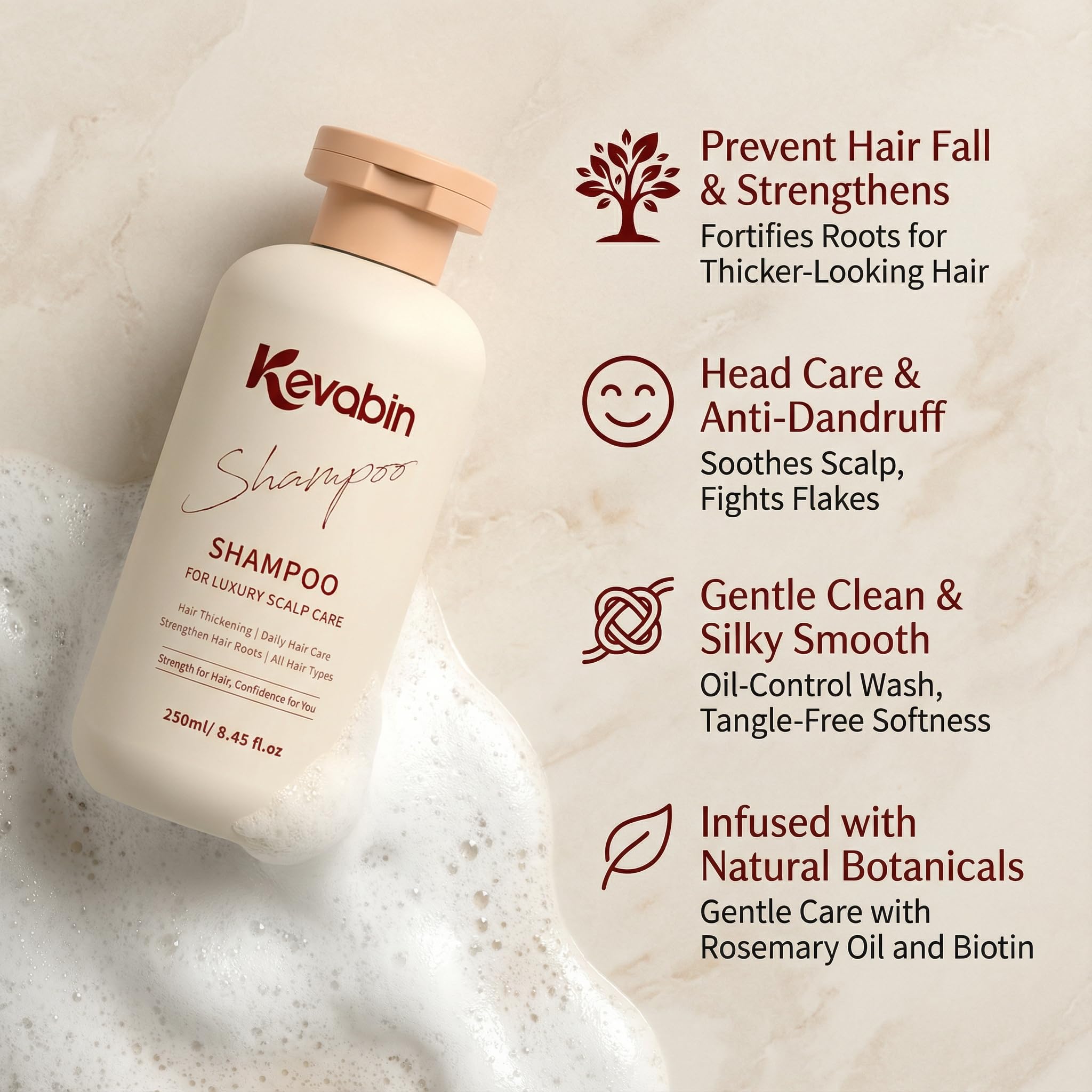 Kevabin Rosemary Shampoo & Conditioner for Thinning Hair – Biotin & Ganoderma