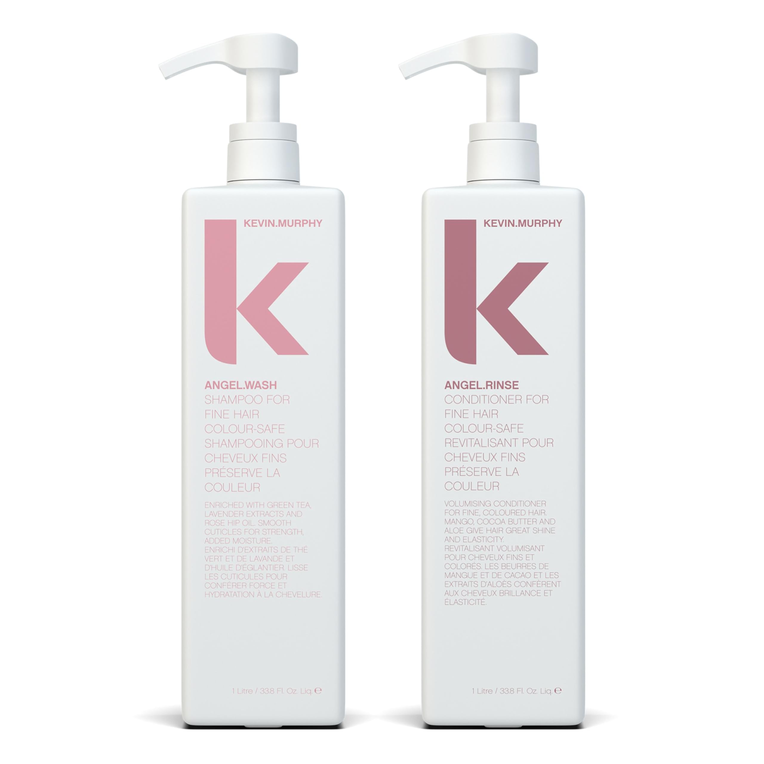 KEVIN.MURPHY ANGEL.WASH & ANGEL.RINSE – Restorative, Colour-Safe Shampoo + Lightweight Conditioner (2-Pack)