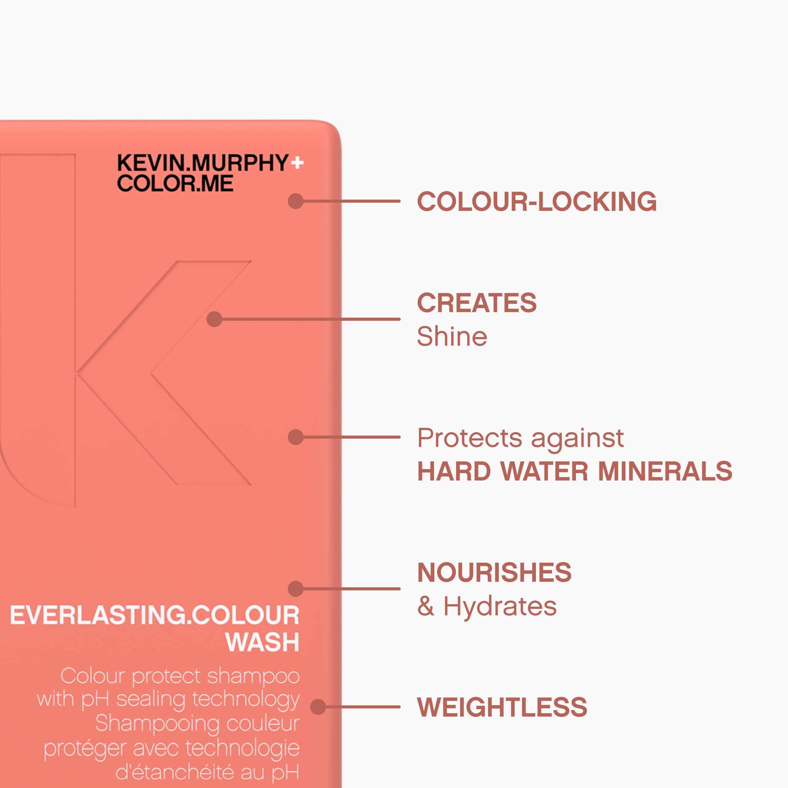 KEVIN.MURPHY EVERLASTING.COLOUR WASH | Colour Protect Shampoo, pH-Balanced, Sulphate-Free (Pack of 2, 250 mL/8.4 oz)