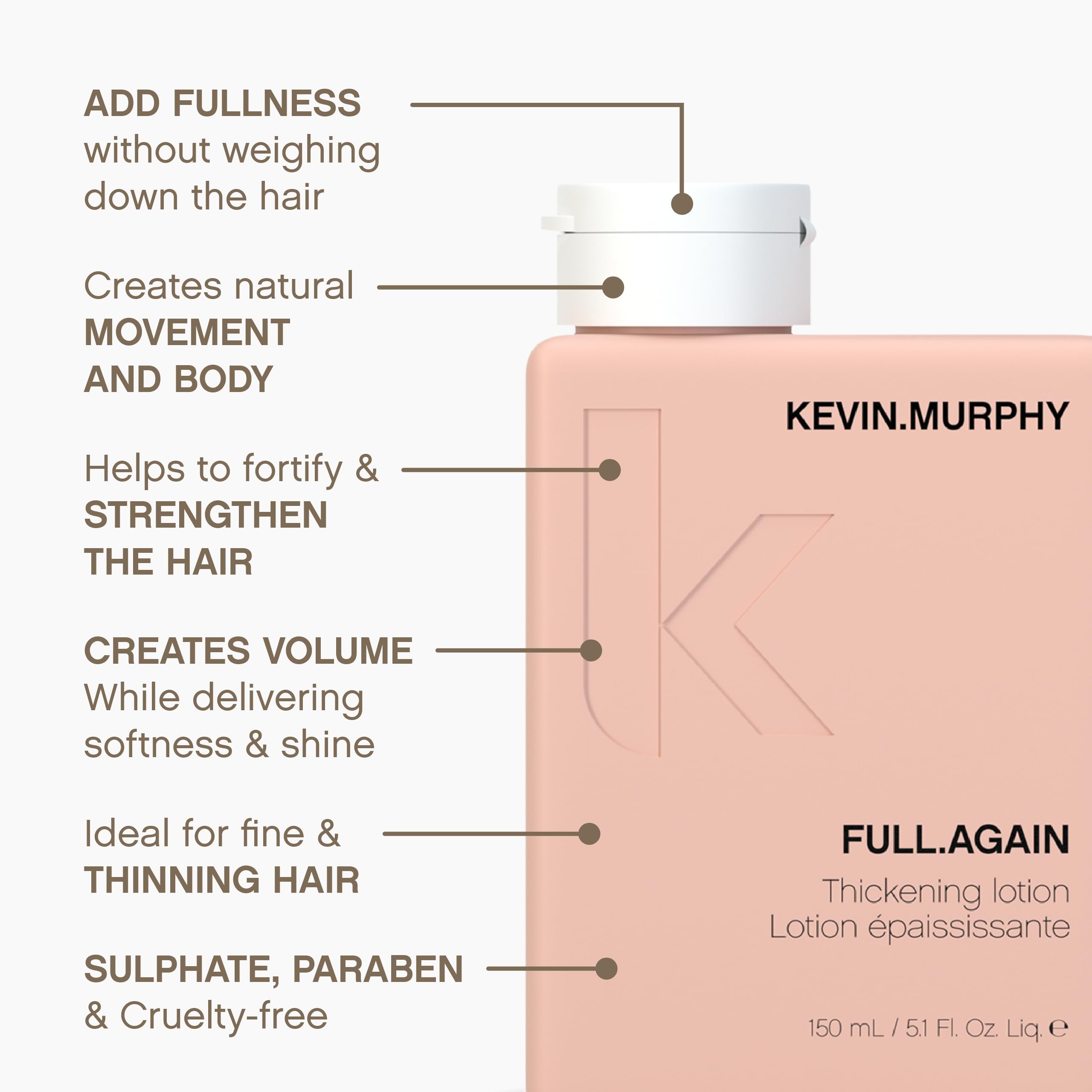 Kevin Murphy FULL.AGAIN Hair Thickening Lotion – Volumiser for Fine & Thinning Hair | Sulfate & Paraben Free (2 x 150 mL)