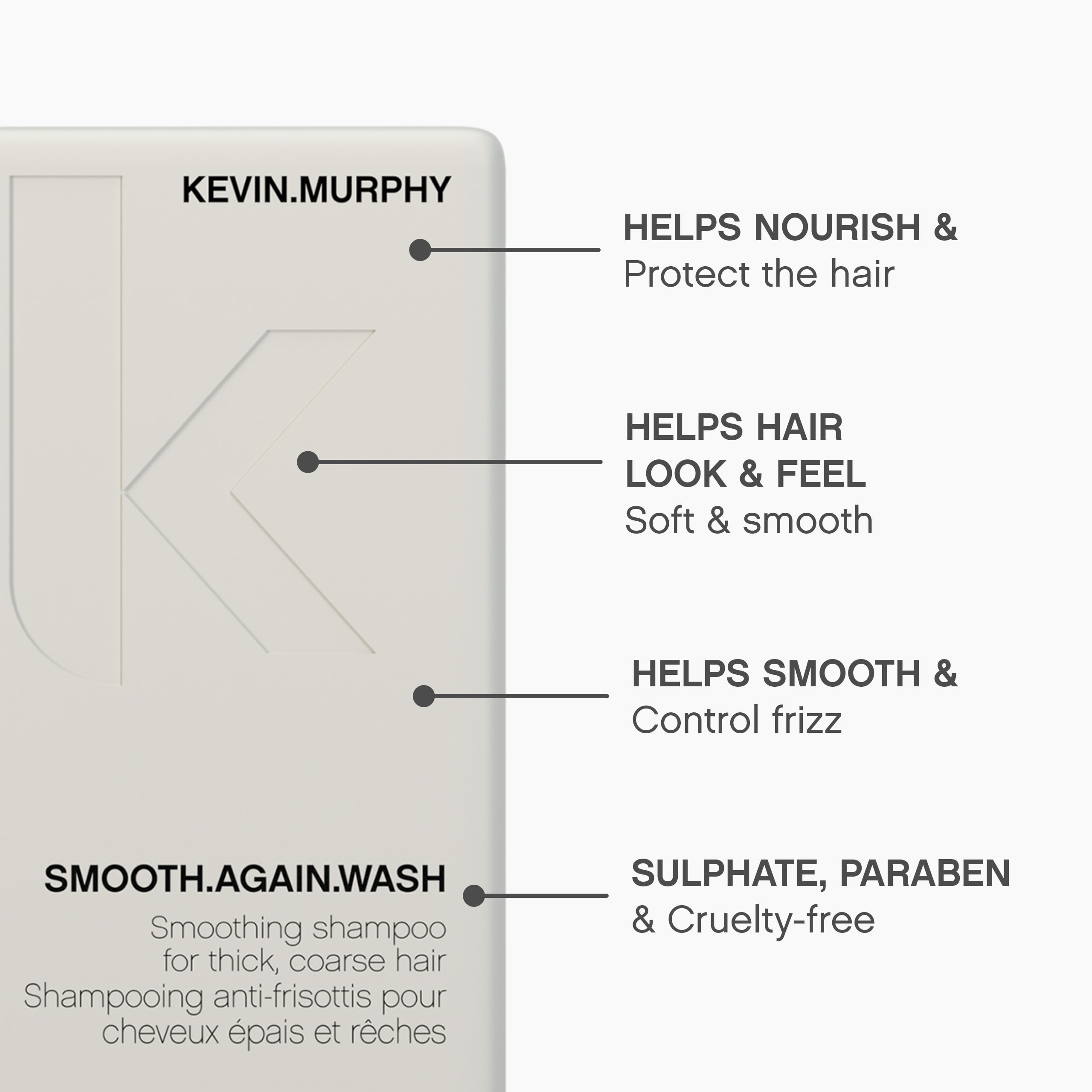 KEVIN.MURPHY SMOOTH.AGAIN WASH – Frizz Control Shampoo for Thick Hair (2 x 250 mL)
