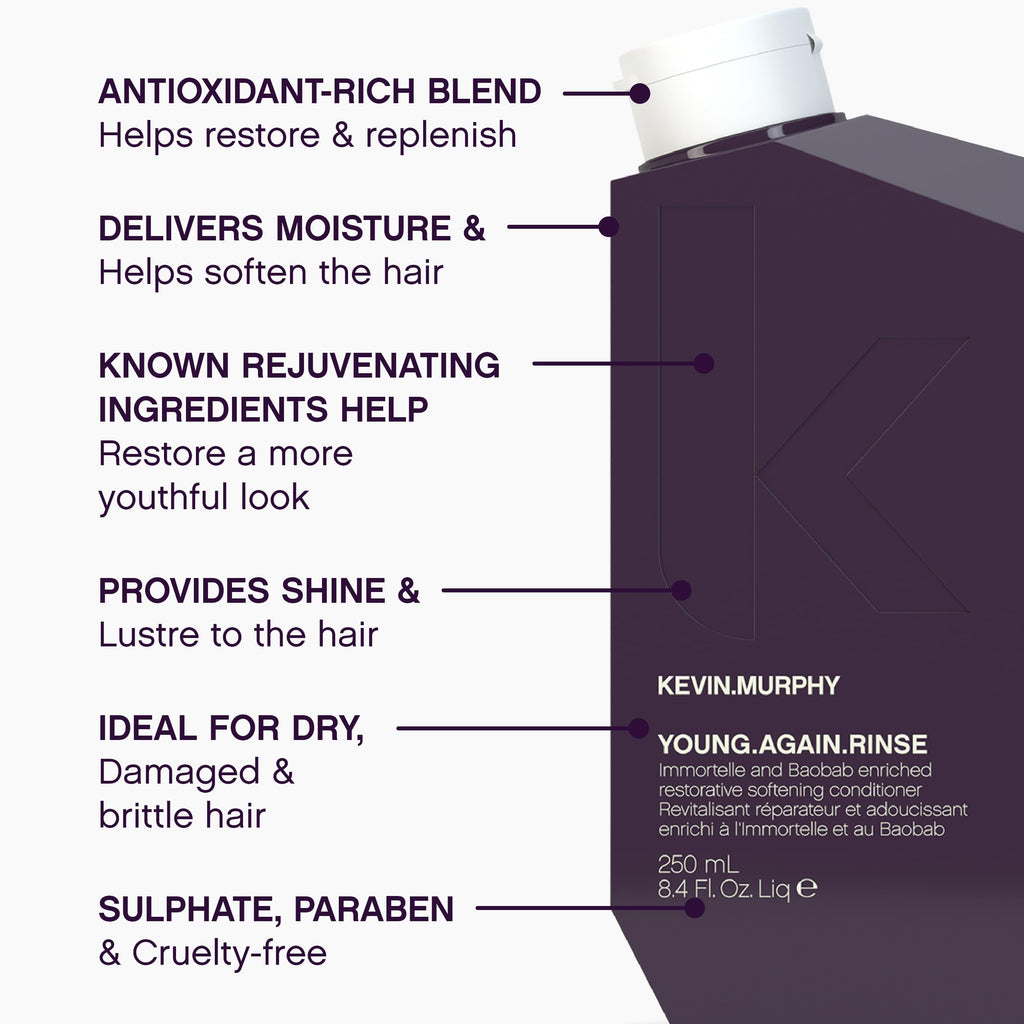 KEVIN.MURPHY YOUNG.AGAIN.RINSE – Moisturising Anti-Ageing Conditioner for Ageing Hair (Pack of 2)